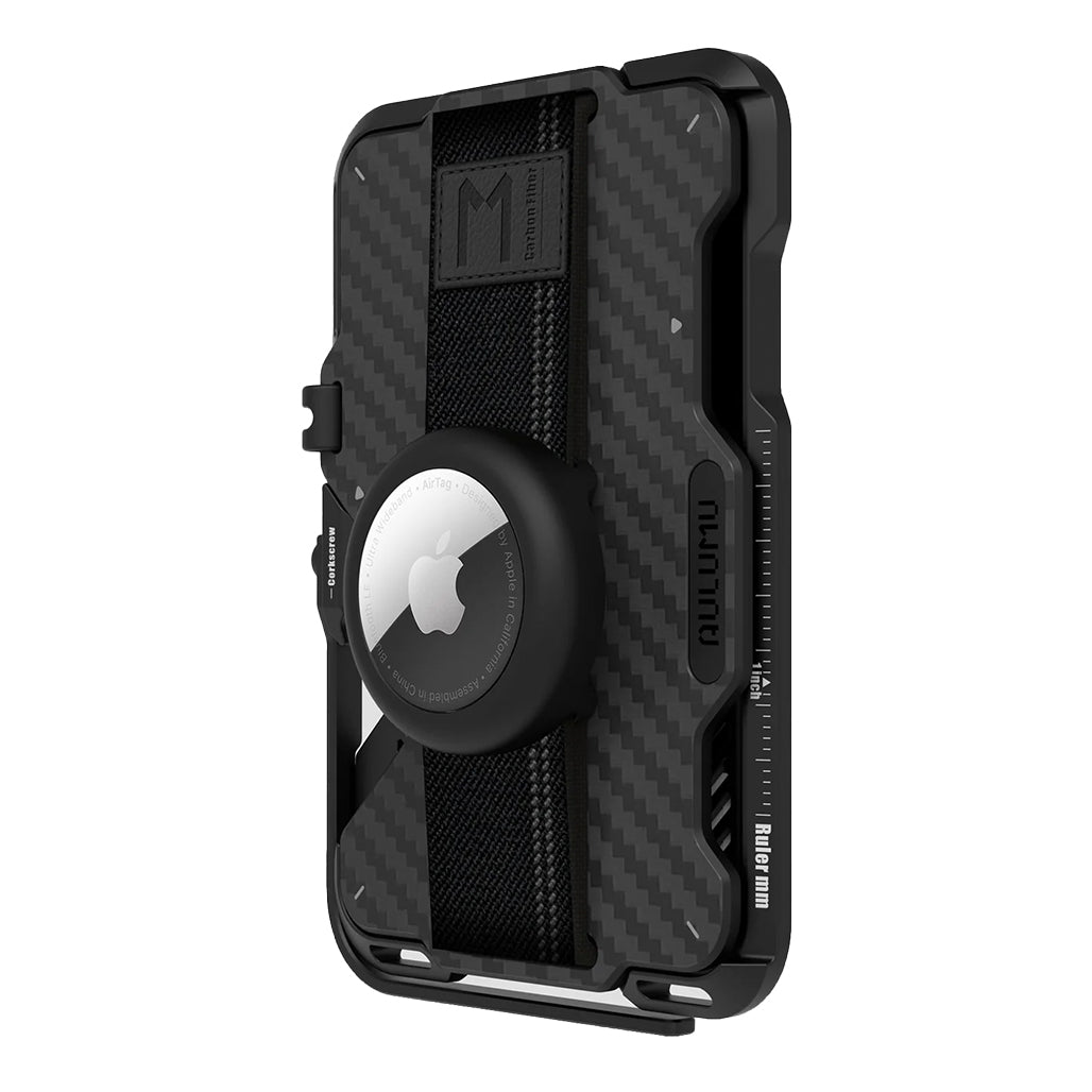 A Photo Of AULUMU G03 Multi-Tool Magnetic Metal Wallet | Carbon Fiber Cover | MagSafe