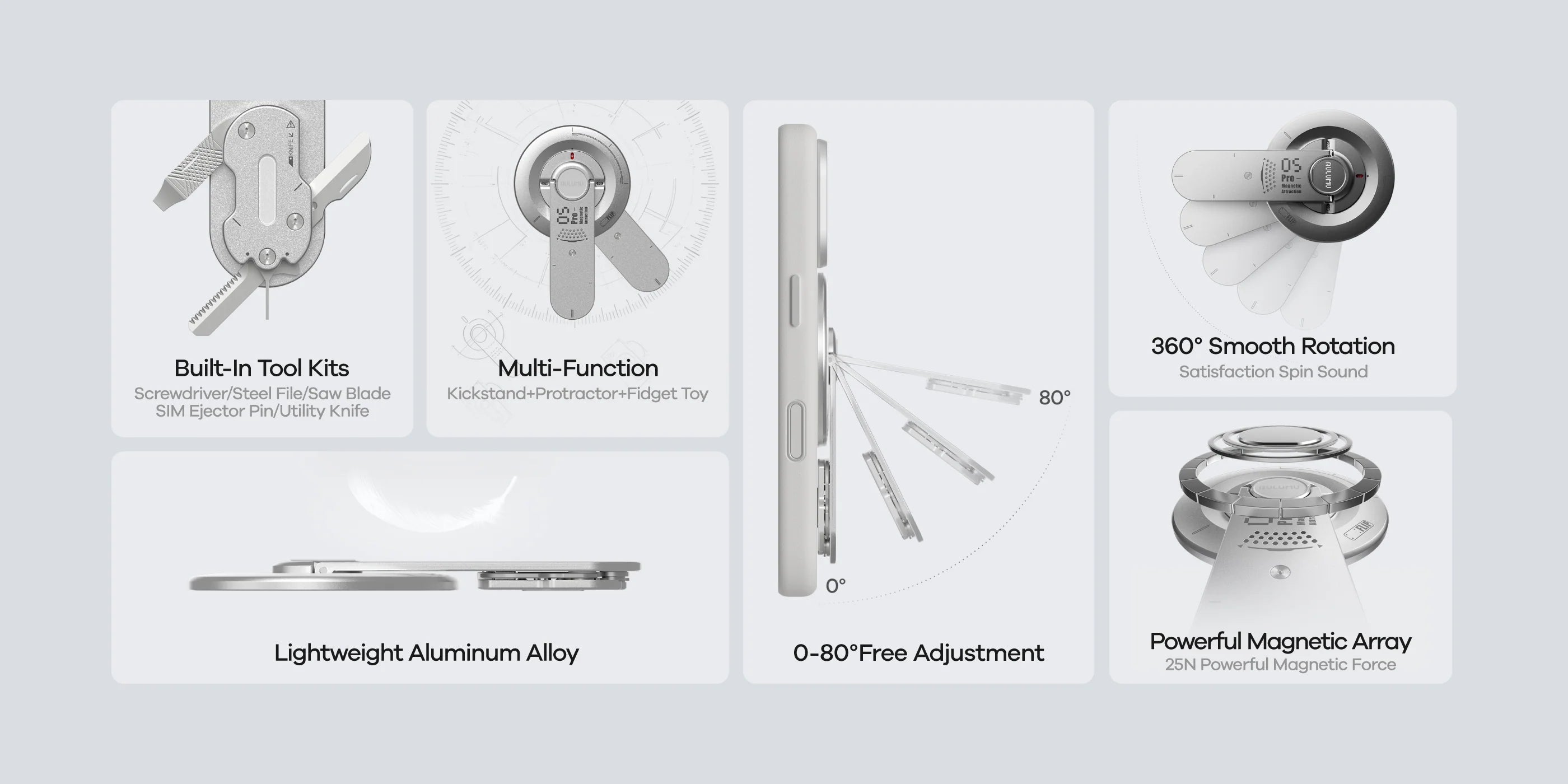 A Photo Of Aulumu G05 Pro Multi-Function MagSafe Kickstand with Built-In Mini Tool Kit