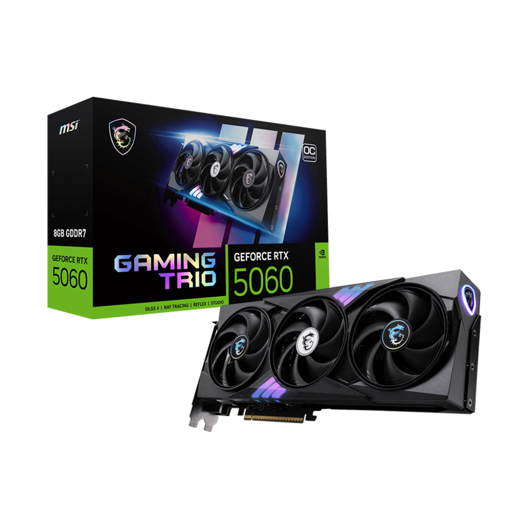 A Photo Of MSI GeForce RTX 5060 GAMING TRIO OC 8GB GDDR7 Graphics Card – DLSS 4, Blackwell Architecture, TRI FROZR 4 Cooling