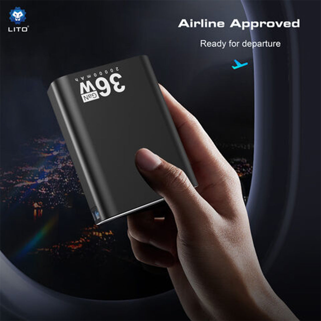 A Photo Of LITO LP02 20000mAh 36W GaN Power Bank – Ultra-Compact Fast Charger with PD & USB-A Dual Output