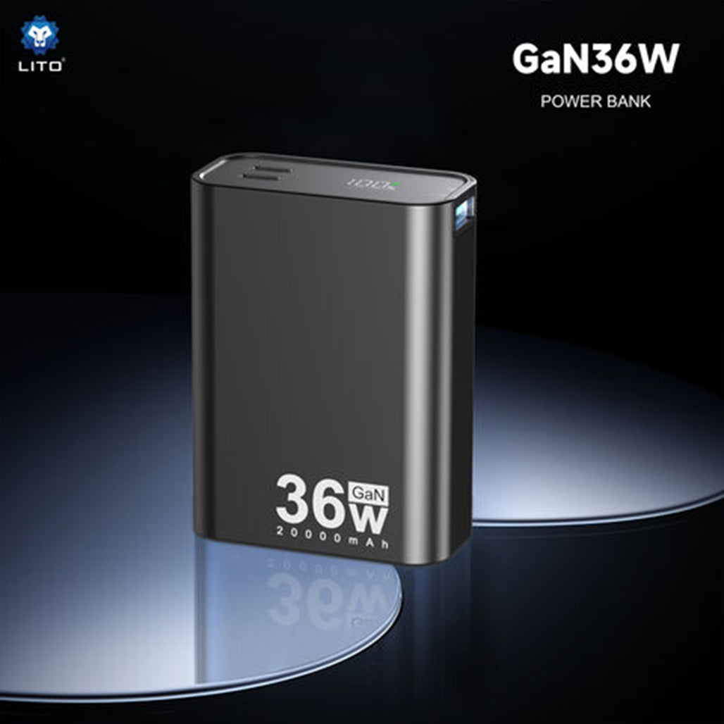 A Photo Of LITO LP02 20000mAh 36W GaN Power Bank – Ultra-Compact Fast Charger with PD & USB-A Dual Output