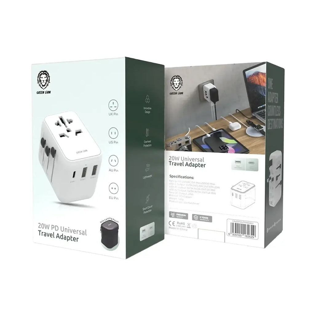 A Photo Of Green Lion 20W Universal Travel Adapter - GN20PDUTRADWH