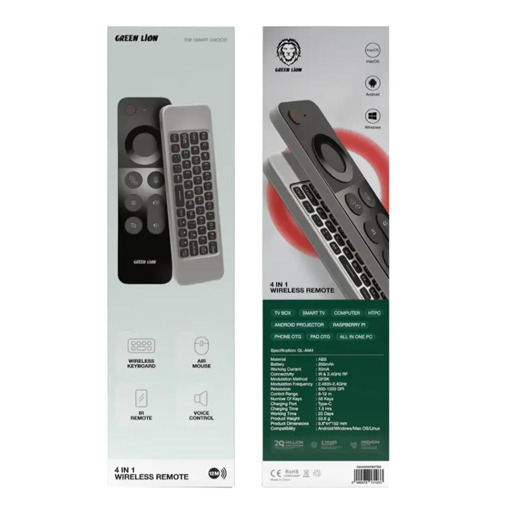 A Photo Of Green Lion 4-in-1 Wireless Remote with Keyboard – Black
