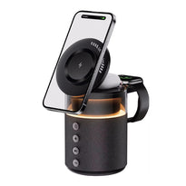 Green Lion 5-in-1 Wireless Charging Station with 1800mAh Battery, Bluetooth Speaker, N52 Magnets, and Fast Charging – Black