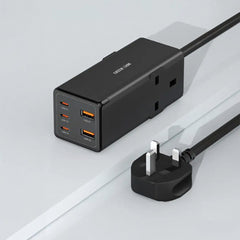 A Photo Of Green Lion 7-in-1 GaN 65W USB-C Power Strip with AC Outlets – Fast Charging Extension Hub (Black)