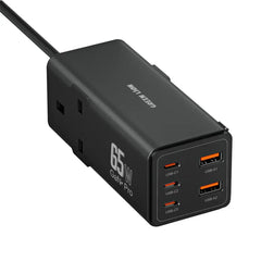 A Photo Of Green Lion 7-in-1 GaN 65W USB-C Power Strip with AC Outlets – Fast Charging Extension Hub (Black)