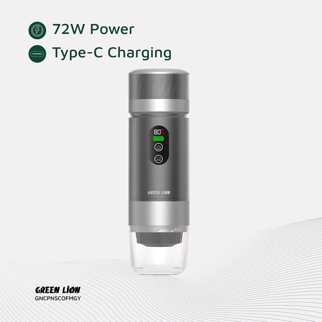 A Photo Of Green Lion Campinas Portable Espresso Machine – 150mL - Gray