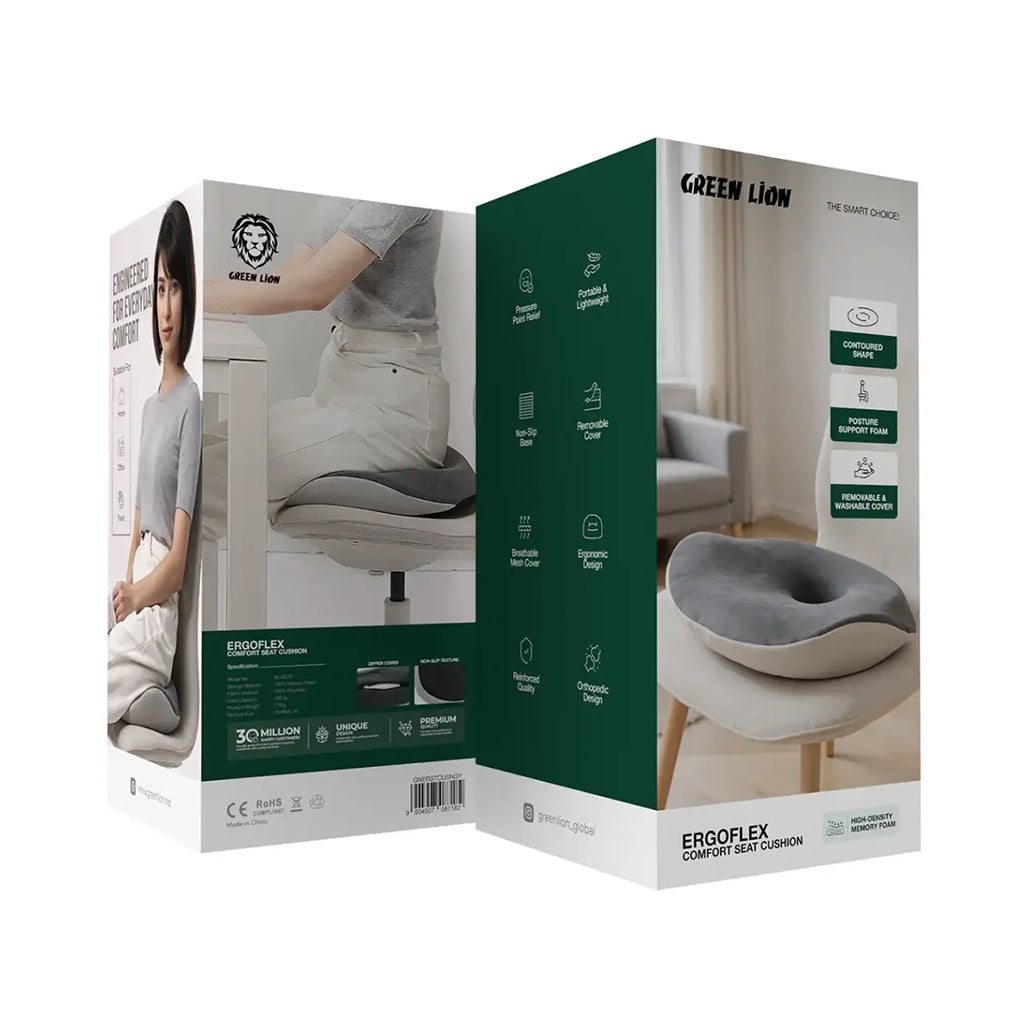 A Photo Of Green Lion Ergoflex Comfort Seat Cushion - Gray