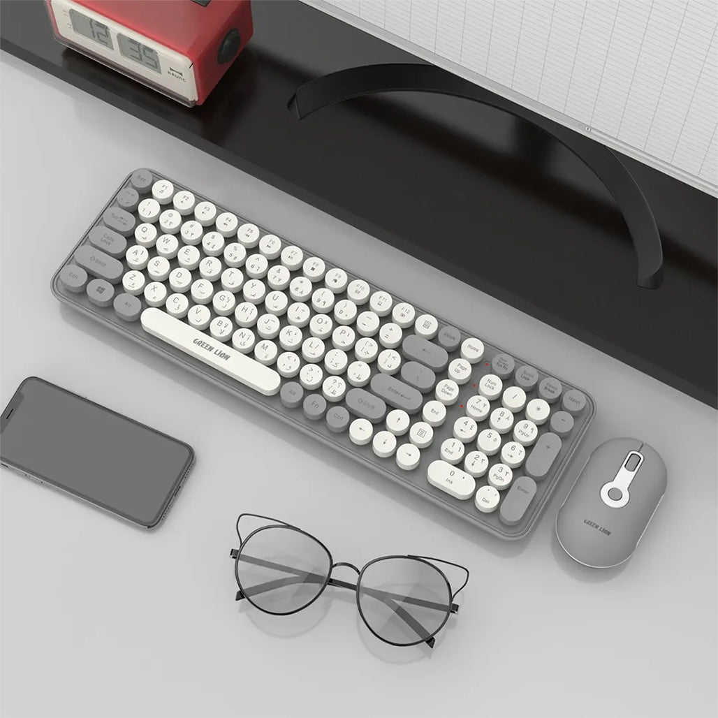 A Photo Of Green Lion GKM-300 Wireless Keyboard and Mouse Combo – Grey