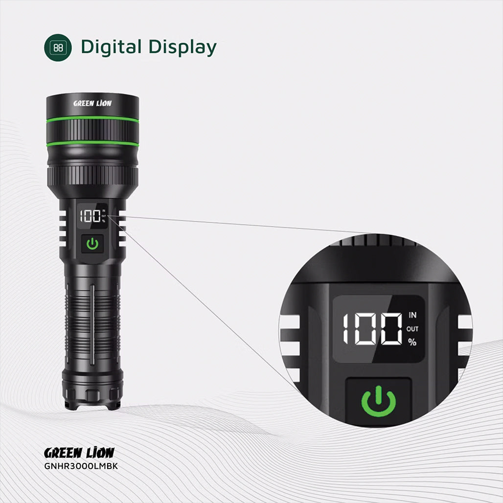 A Photo Of Green Lion Hyper Ray Pro LED Torch with Digital Display