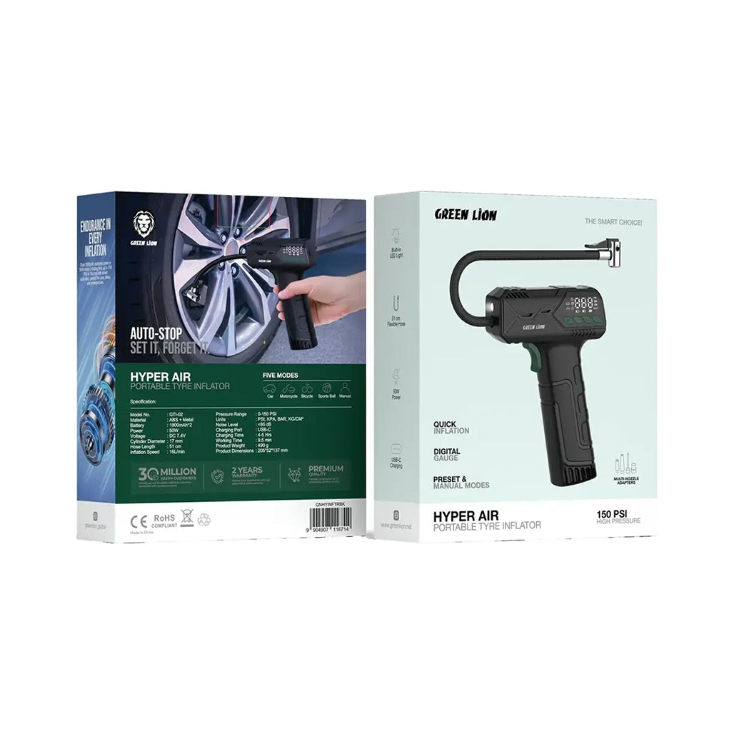A Photo Of Green Lion Hyper Air Portable Tire Inflator - Black