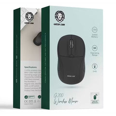 A Photo Of Green Lion G200 Wireless Mouse – Ergonomic Lightweight Mouse with Adjustable DPI (800/1200/1600), 2.4GHz Connection, 10m Range – Black