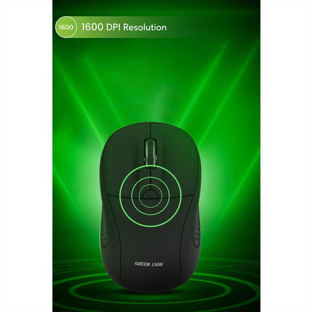 A Photo Of Green Lion G200 Wireless Mouse – Ergonomic Lightweight Mouse with Adjustable DPI (800/1200/1600), 2.4GHz Connection, 10m Range – Black
