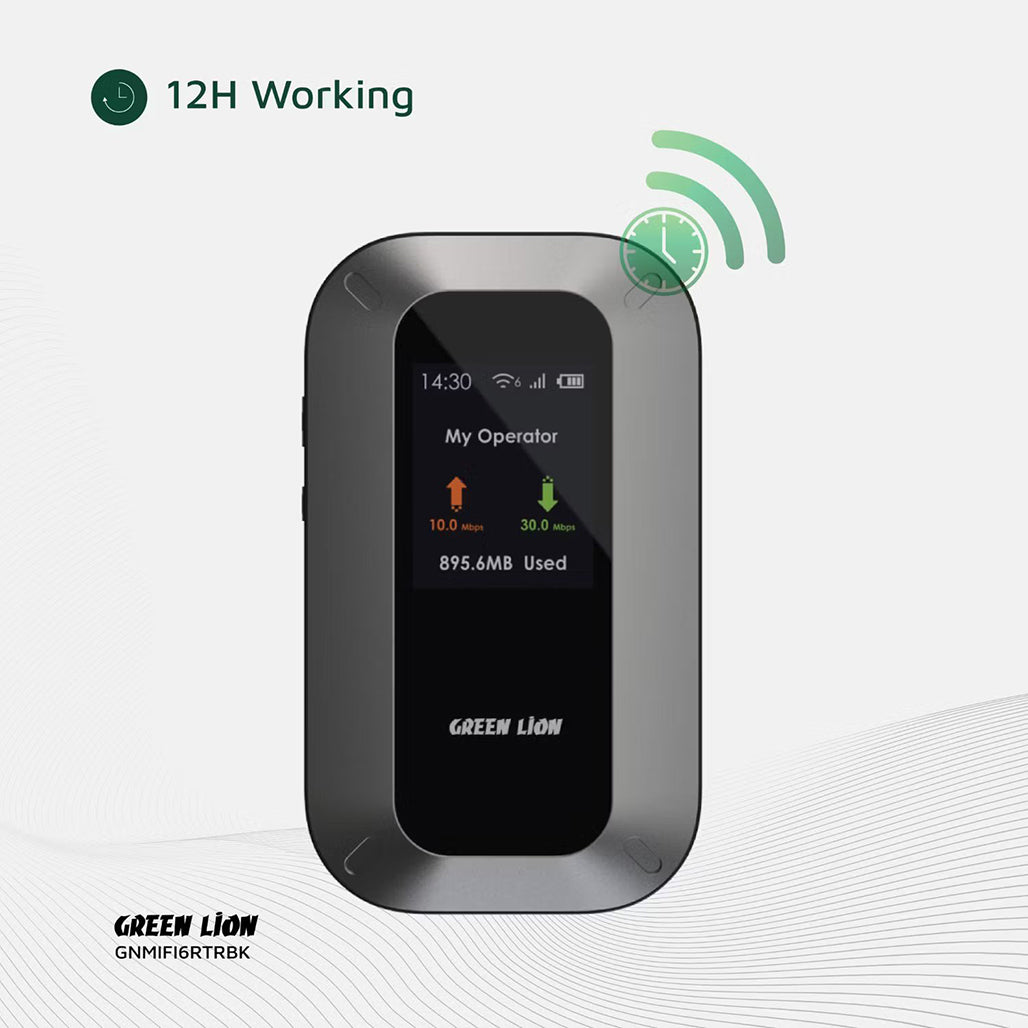 A Photo Of Green Lion WiFi 6 Portable MiFi Router – 4G LTE/3G Nano SIM, USB-C, 3000mAh Battery