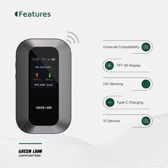 A Photo Of Green Lion WiFi 6 Portable MiFi Router – 4G LTE/3G Nano SIM, USB-C, 3000mAh Battery