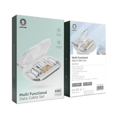 A Photo Of Green Lion Multi functional Data Cable Set - 65W Fast Charging - USB, Lightning, Micro Interfaces - Portable & Compact Design