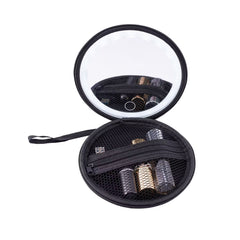 A Photo Of Green Lion Mini Makeup Pouch with LED Mirror, 36 LED Beads, Adjustable Brightness & Built-in Organizer – 800mAh Rechargeable Battery, Black