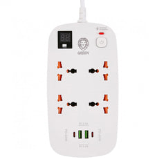 A Photo Of Green Lion 4 AC 2 USB & 2 USB-C PD 40W Multiport Smart Power Socket 3500W (3M)