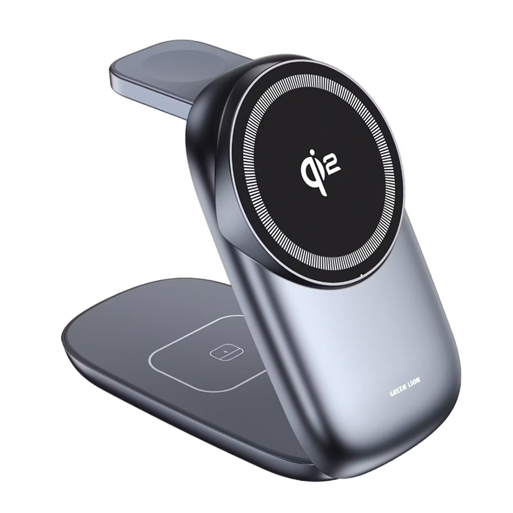 A Photo Of Green Lion 3-in-1 Magfold Wireless Charger - GNQI23N1MGGY