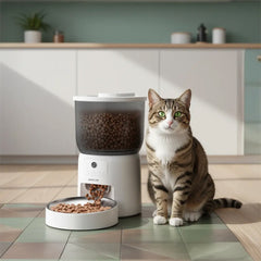 A Photo Of Green Lion Smart Pet Feeder with Stainless Steel Bowl - white
