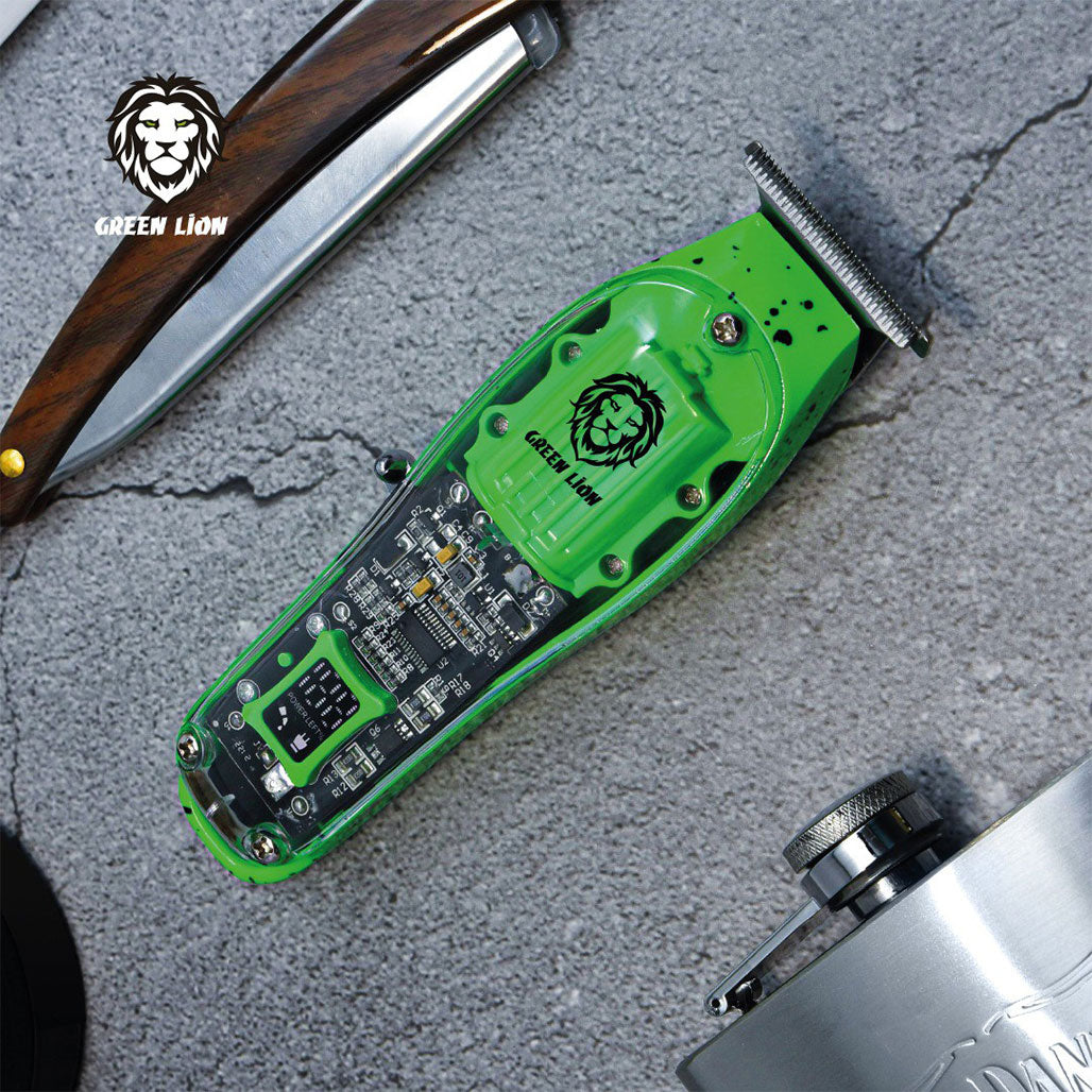 A Photo Of Green Lion GNTPROTMRGN 6000RPM USB Charging Transparent Pro Hair Trimmer 1400mAh