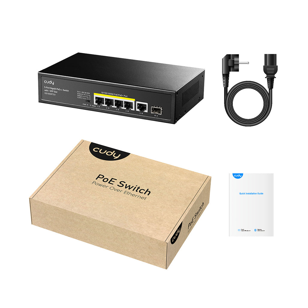 A Photo Of Cudy 5-Port Gigabit PoE+ Switch with 1 SFP Slot
