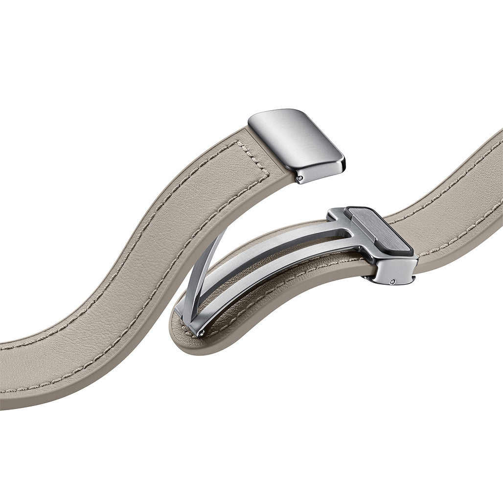A Photo Of Samsung Galaxy Watch D-Buckle Hybrid Eco-Leather Band - 20mm - M/L - Etoupe | Stylish and Durable Replacement Strap