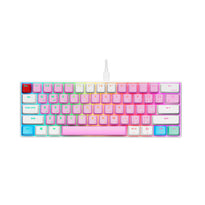 GamerTek GK60 Mini Gaming Keyboard - Cotton Candy | Mechanical RGB Compact Keyboard with Outemu Red Switches