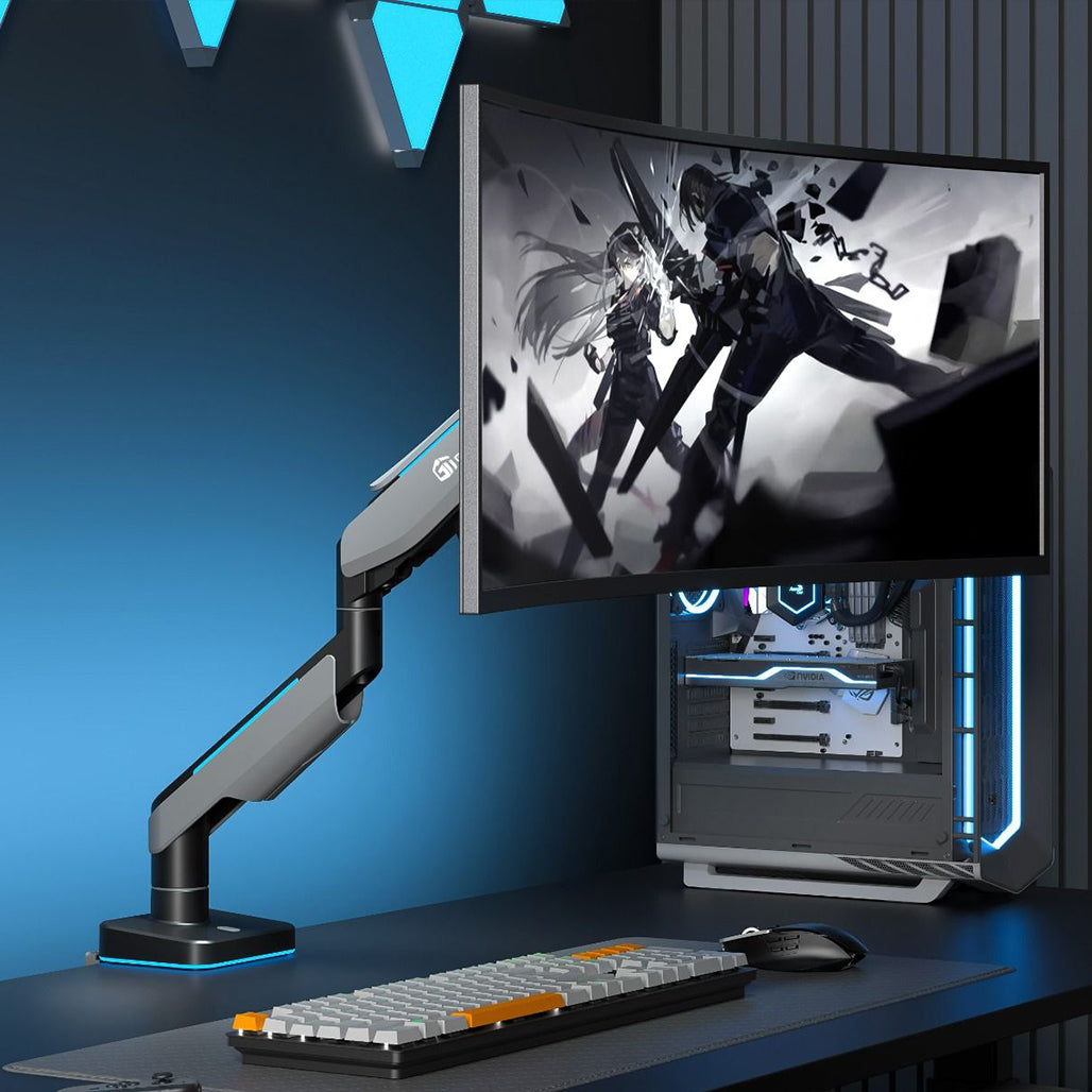 A Photo Of GamerTek Pivot Single RGB Monitor Arm