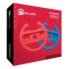 A Photo Of GamerTek Racing Steering Wheel 2-Pack for Nintendo Switch 2 – Red & Blue Joy-Con Controllers Compatible