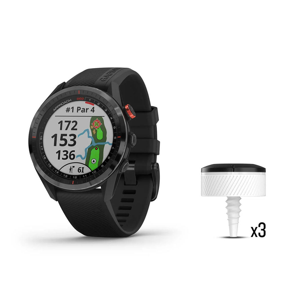 A Photo Of Garmin Approach S62 Bundle - 010-02200-02 - Black Ceramic Bezel with Black Silicone Band