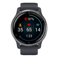 Garmin Venu 2 - Silver Stainless Steel Bezel with Granite Blue Case and Silicone Band | 010-02430-00