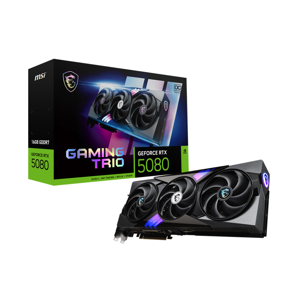 A Photo Of MSI GeForce RTX™ 5080 16GB GAMING TRIO OC Graphics Card – Ultimate Performance for Gamers & Creators