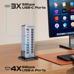 A Photo Of Promate GegaTower-60W | Fast Charging Multi-Port USB-C Hub with 5Gbps Data Transfer