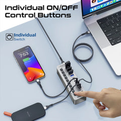 A Photo Of Promate GegaTower-60W | Fast Charging Multi-Port USB-C Hub with 5Gbps Data Transfer