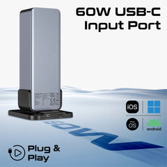 A Photo Of Promate GegaTower-60W | Fast Charging Multi-Port USB-C Hub with 5Gbps Data Transfer