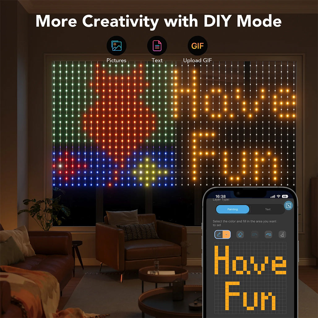 A Photo Of Govee Curtain Light Netflix Edition (1.5m x 1.5m) – Smart RGBIC LED Curtain Lights with Wi-Fi & Bluetooth