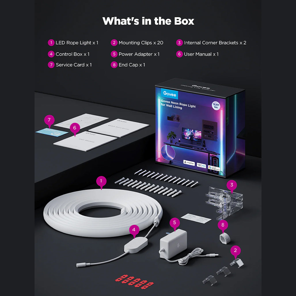 A Photo Of Govee Neon Rope Lights for Wall Lining – 5m | Smart LED Ambient Lighting