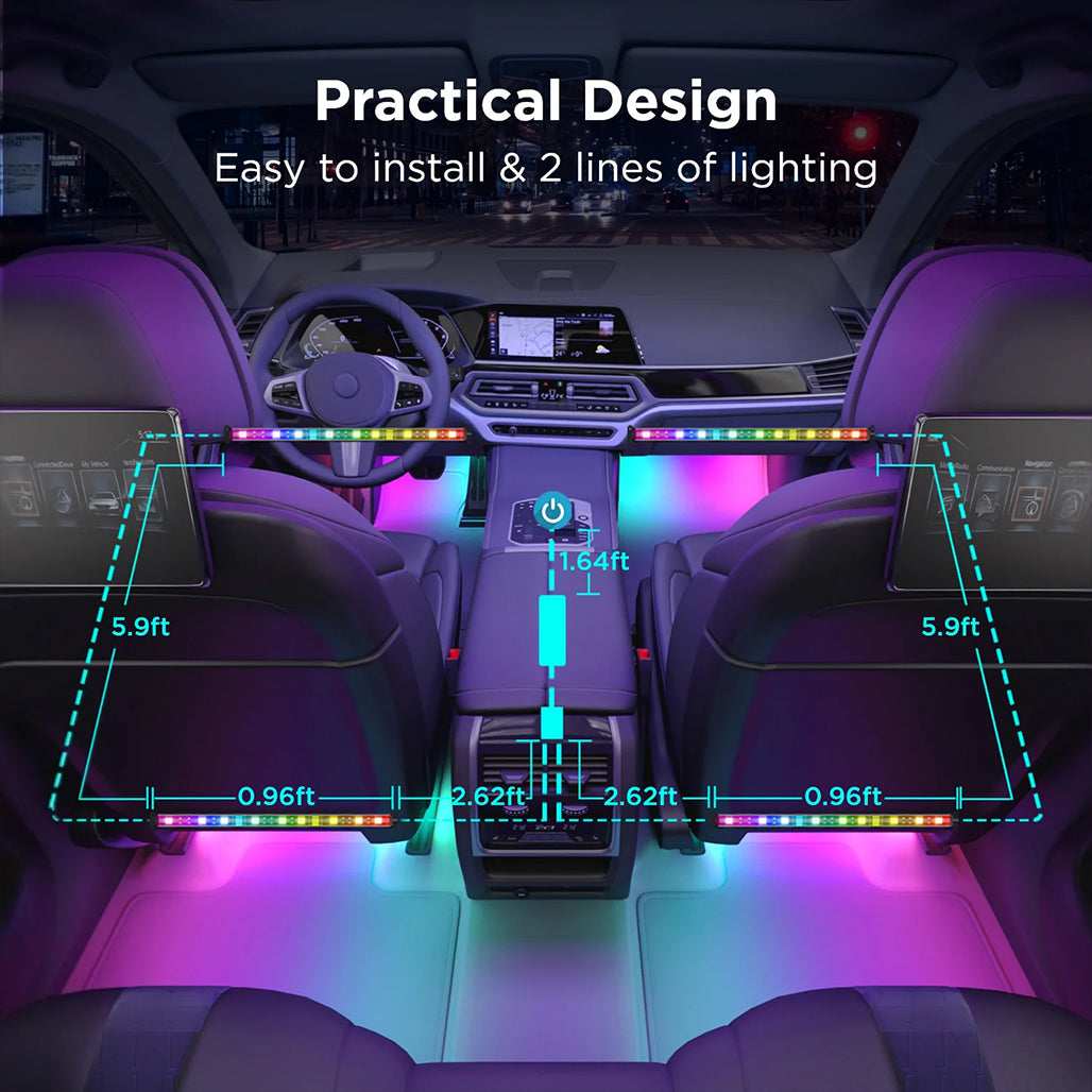 A Photo Of Govee RGBIC LED Interior Car Lights – Smart App-Controlled Ambient Lighting with Music Sync