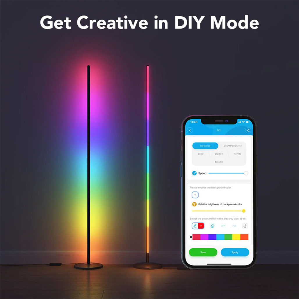 A Photo Of Govee RGBICW Smart Corner Floor Lamp | H6076112