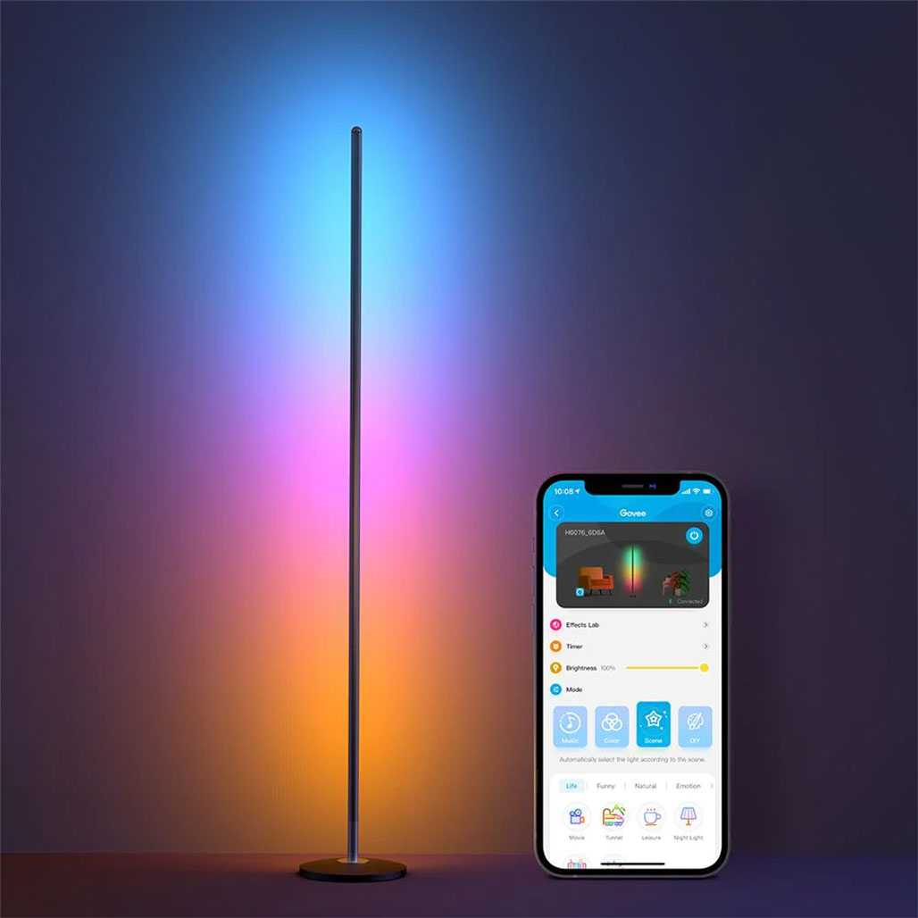 A Photo Of Govee RGBICW Smart Corner Floor Lamp | H6076112