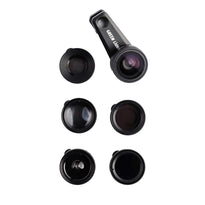Green Lion 6 in 1 Professional Lens Kit, 25x Macro, 250 Degrees Fisheye - Black | GN6N1PROLKTBK