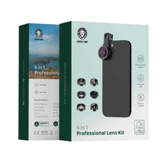 A Photo Of Green Lion 6 in 1 Professional Lens Kit, 25x Macro, 250 Degrees Fisheye - Black | GN6N1PROLKTBK