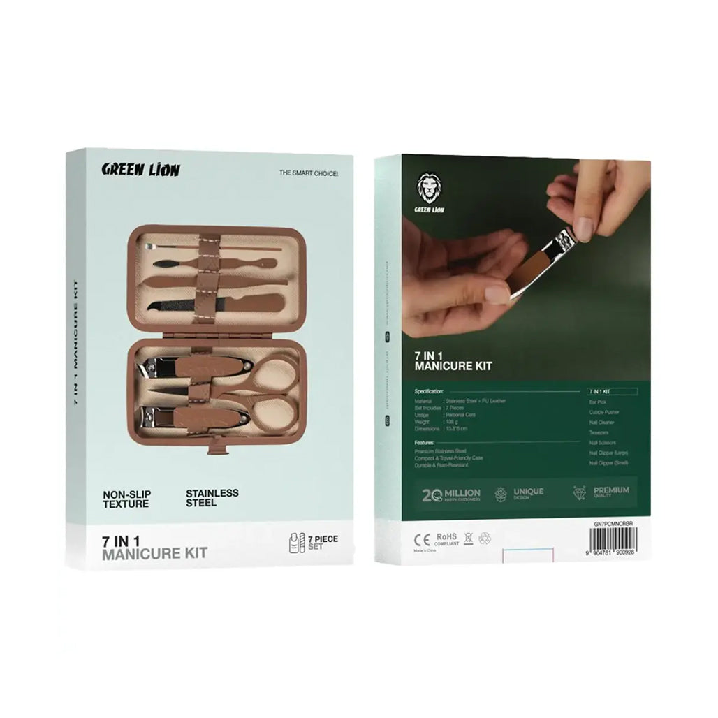 A Photo Of Green Lion 7 in 1 Manicure Kit - Brown
