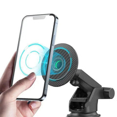 A Photo Of Green Lion Carbon Fiber Magnetic Wireless Car Charger 15W