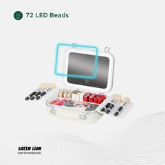 A Photo Of Green Lion Fest Makeup Bag – Portable LED Cosmetic Storage with Touch Control