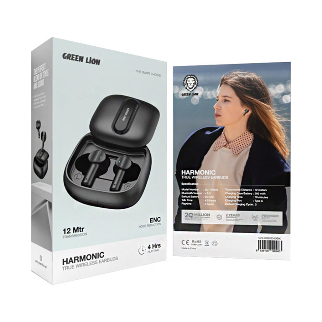 A Photo Of Green Lion Harmonic True Wireless Earbuds | ENC Noise Reduction & Bluetooth 5.3