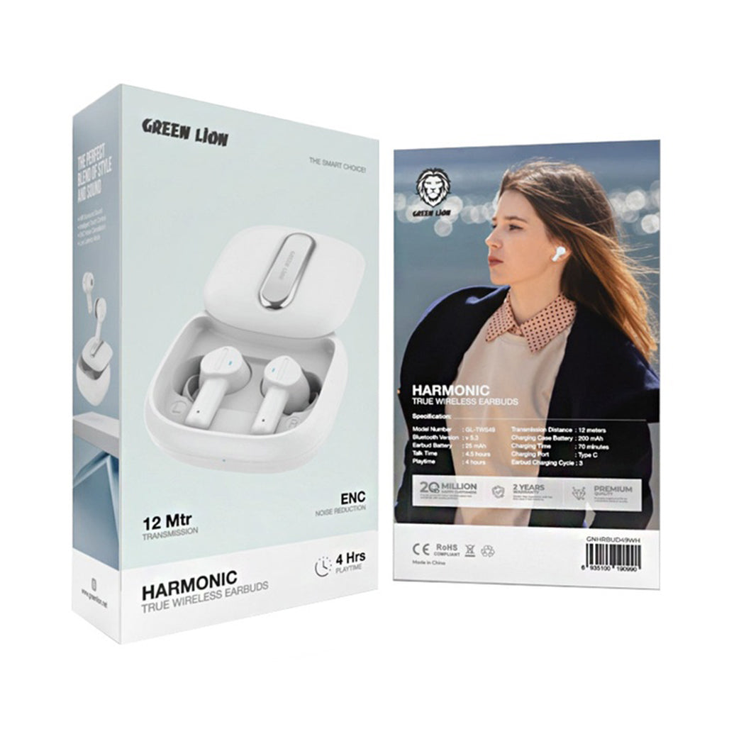 A Photo Of Green Lion Harmonic True Wireless Earbuds | ENC Noise Reduction & Bluetooth 5.3