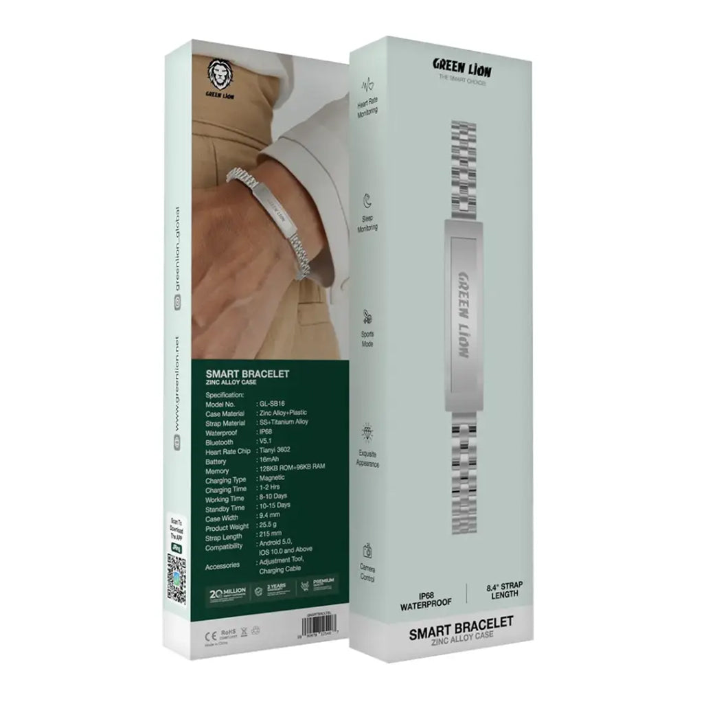 A Photo Of Green Lion Smart Bracelet – Zinc Alloy Case with Advanced Health Tracking