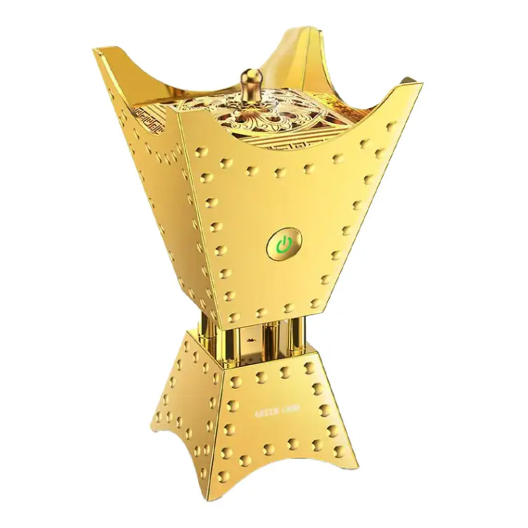 A Photo Of Green Lion Traditional Bakhour with Quran Speaker - Gold | Modernized Tradition